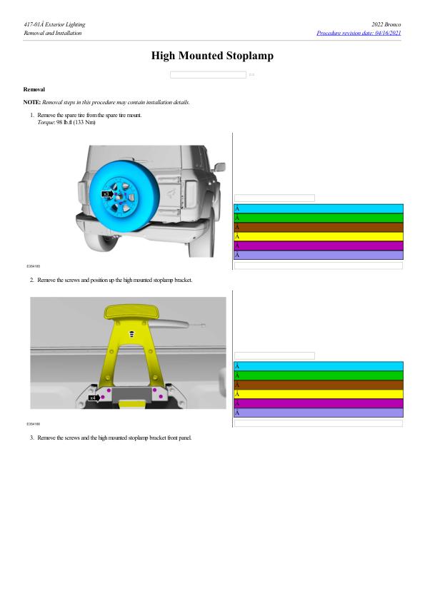 High Mounted Stoplamp G2222554 Manual