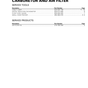 ATV Carburetor and Air Filter (Mini DS) Shop vmr2017 022 Manual