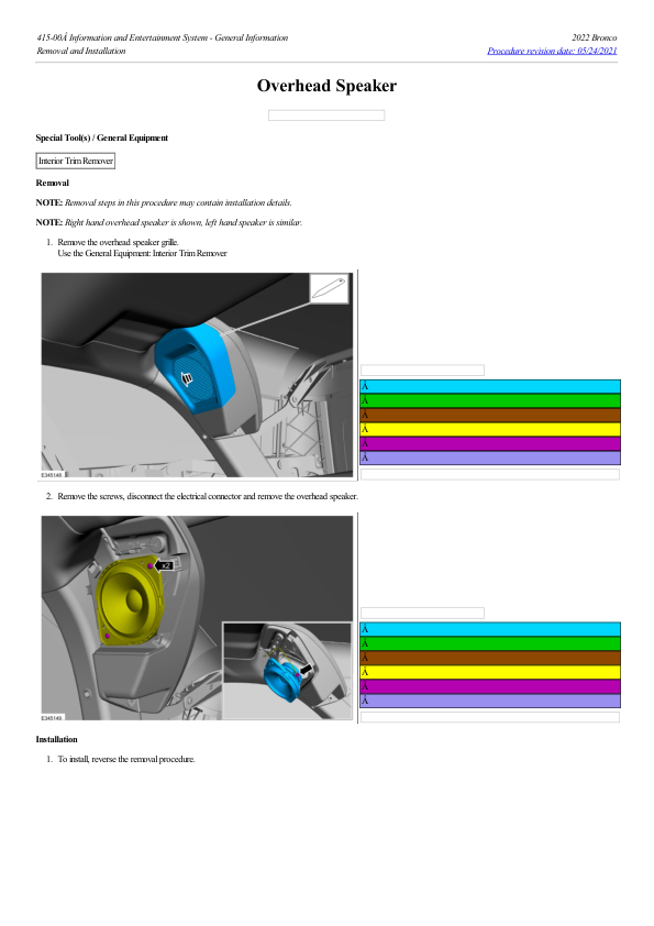 Overhead Speaker G2203279 Manual