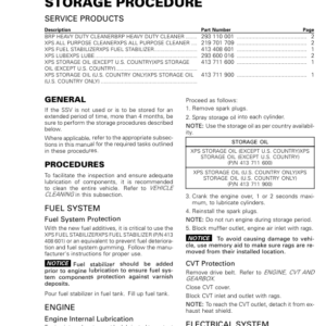 SSV 2018 STORAGE PROCEDURE (MAVERICK TRAIL) Shop 219100905 008 Manual