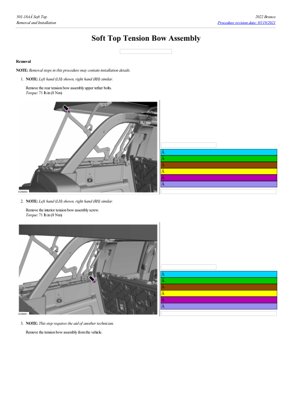 Soft Top Tension Bow Assembly G2238313 Manual