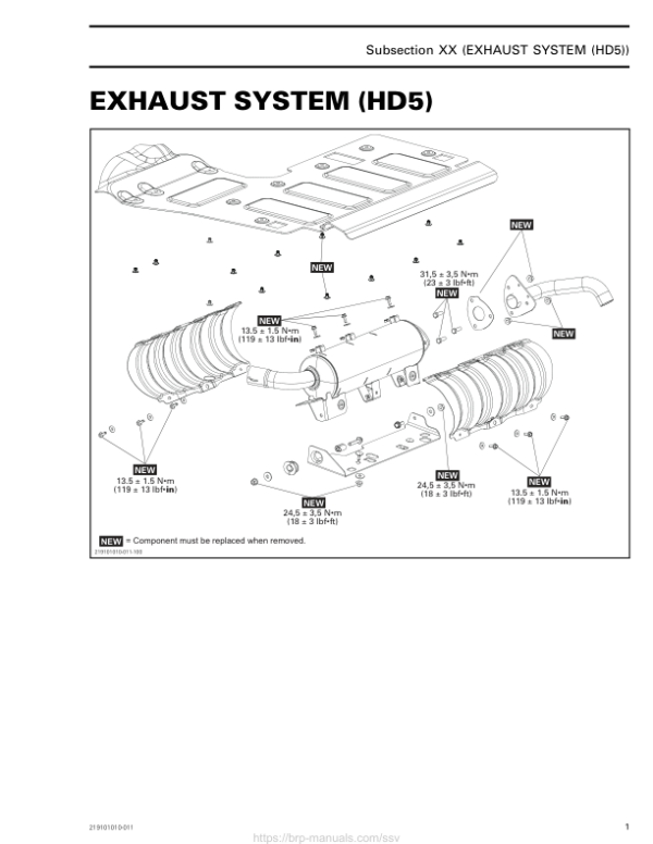 SSV MY20 Exhaust HD5 (Defender suppl.) 219101010 011 en Manual