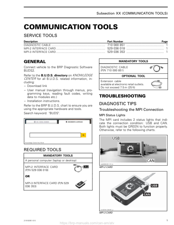 ATV 2019 Communication Tools Outlander Shop Supp 219100951 013 Manual