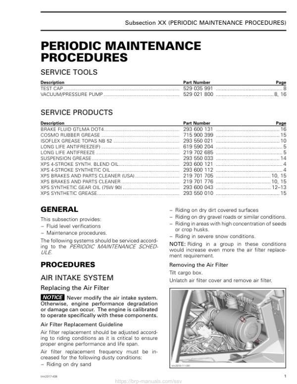 SSV 2017 Maintenance Procedures (Defender HD5) Shop tmr2017 406 Manual