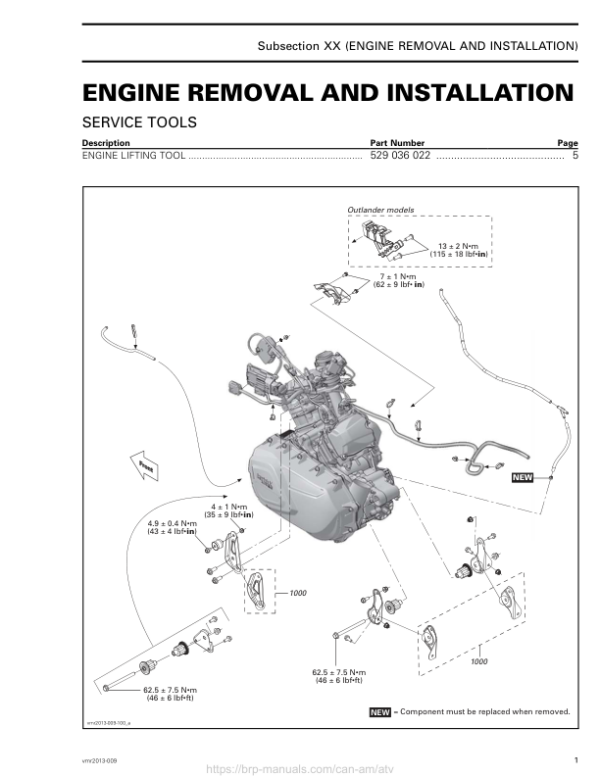 009 Engine Removal and Installation Shop OUT REN Version 5AA EN Manual