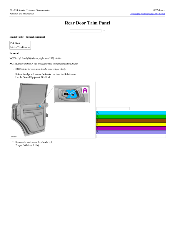 Rear Door Trim Panel G2217659 Manual