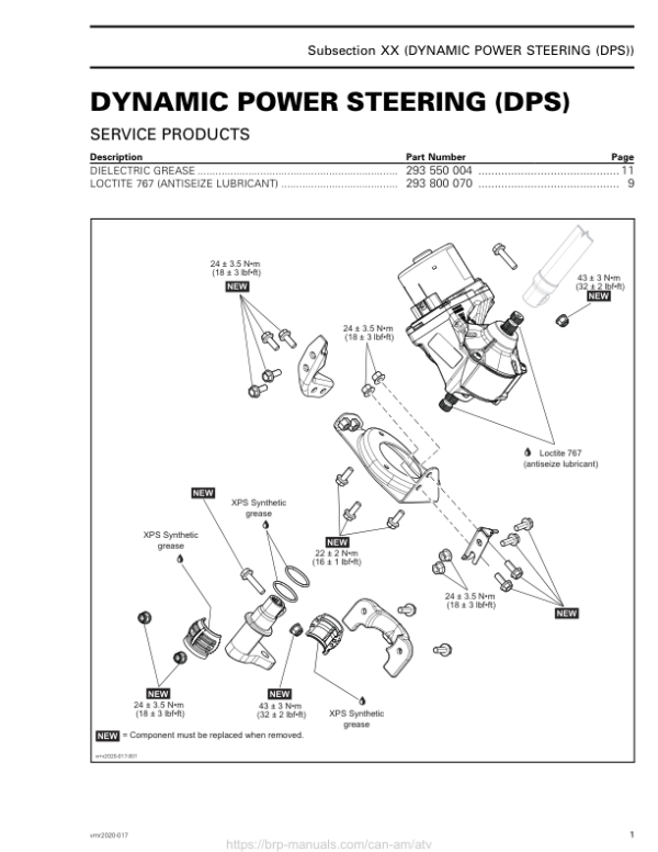 ATV 2020 Dynamic Power Steering Shop Supp vmr2020 017 Manual