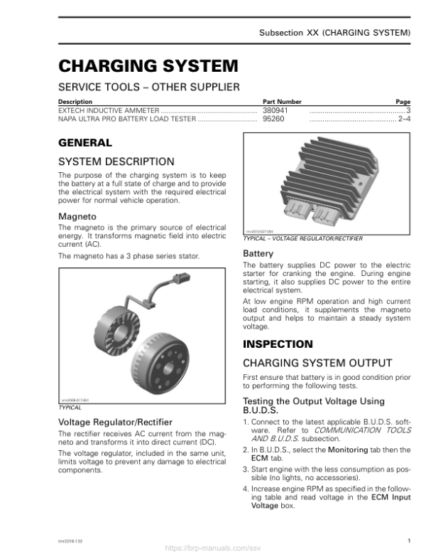 SSV Charging System (Traxter) Shop tmr2016 133 Manual