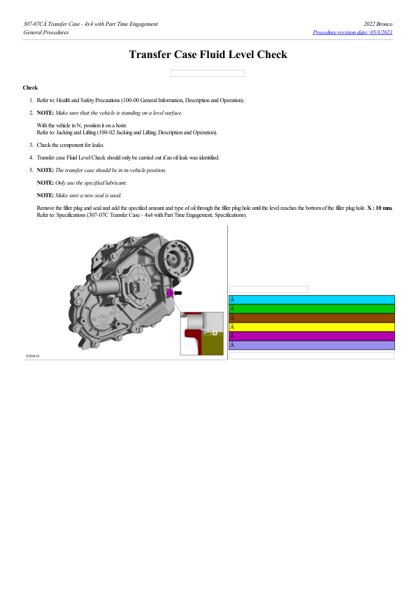 Transfer Case Fluid Level Check G2202231 Manual