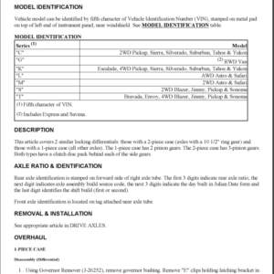 2000 DIFFERENTIAL EATON LOCKING Manual