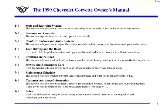 1999 Chevrolet Corvette Manual