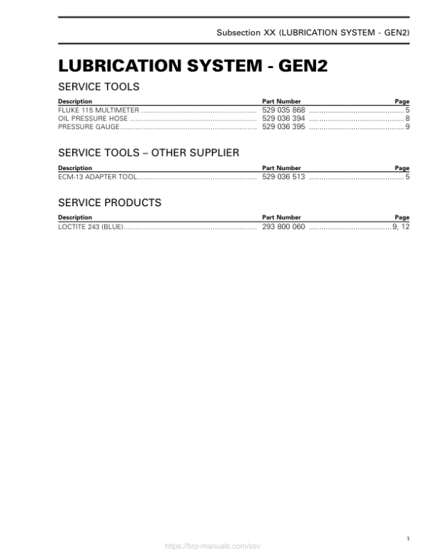 SSV 2021 Lubrication GEN2 Repair RTX21 903SSV 002 en Manual