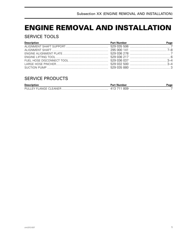 Engine Removal and Installation Manual