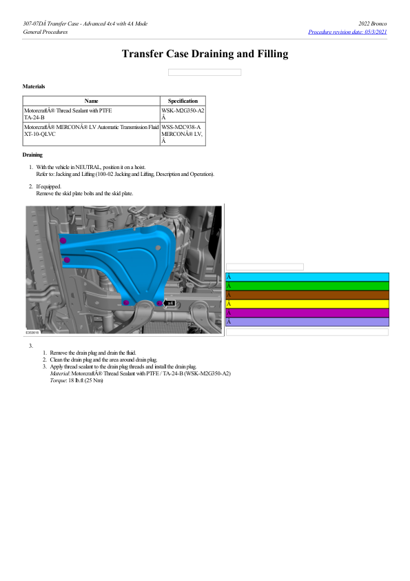 Transfer Case Draining and Filling G2203054 Manual