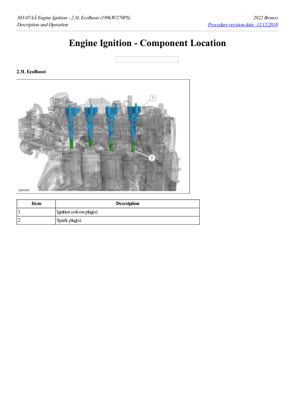 Engine Ignition Component Location G2222724 Manual