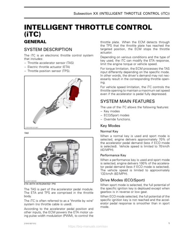 SSV MY20 Intelligent Throttle Control (iTC) (Maverick suppl.) 219101007 012 en Manual