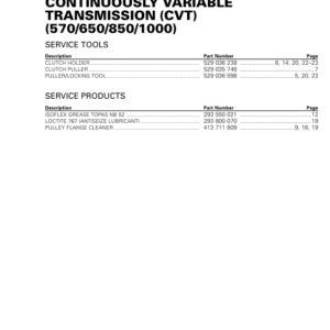 ATV CVT 570 650 850 1000 (Outlander) Shop supplement vmr2016 121 Manual