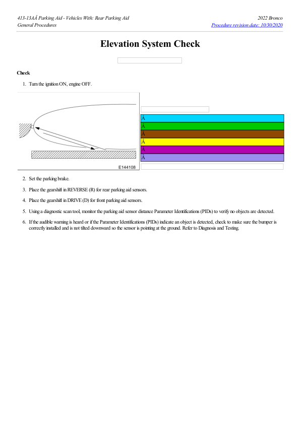 Elevation System Check G2217550 Manual