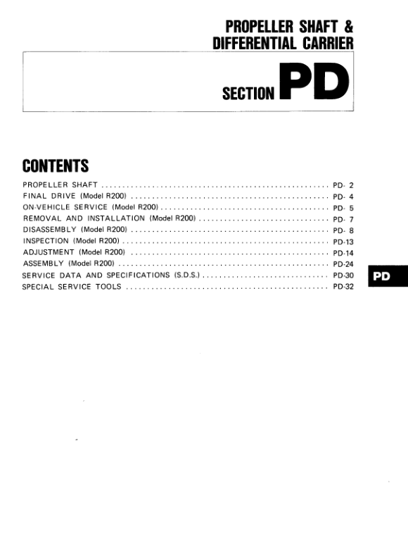 Propeller Shaft & Differential Carrier Manual