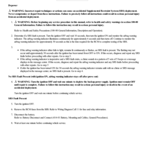 Supplemental Restraint System (SRS) Depowering G2208192 Manual