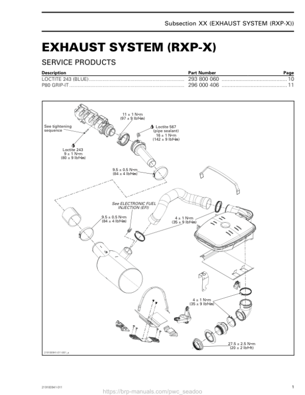 EXHAUST SYSTEM (RXP X) LINE UP SEA DOO Manual