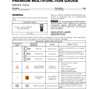 ROAD 2018 (Premium Multifunction Gauge) repair 219100949 018 Manual