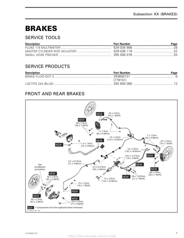 Roadster 2018 Brakes (RT) Shop 219100891 021 Manual