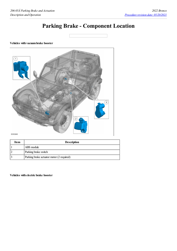 Parking Brake Component Location G2223345 Manual