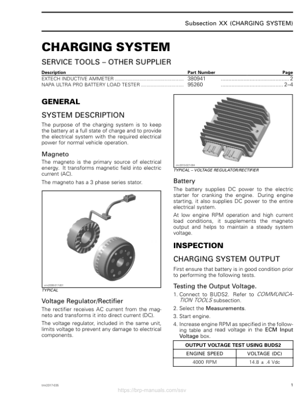 SSV 2017 Charging System (Maverick X3) Shop tmr2017 035 Manual