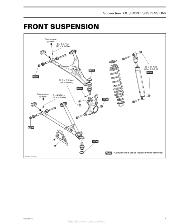 SSV Front Suspension (Traxter) Shop tmr2016 142 Manual