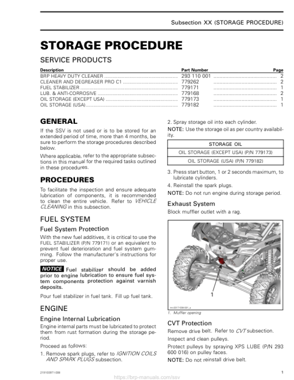 SSV 2019 Storage Procedure Maverick Shop Supp 219100971 008 Manual