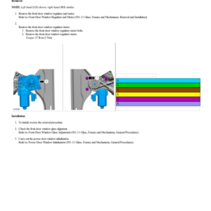Front Door Window Regulator Motor G2217498 Manual