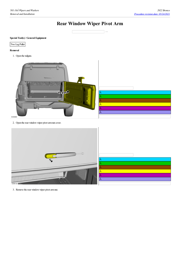 Rear Window Wiper Pivot Arm G2225653 Manual