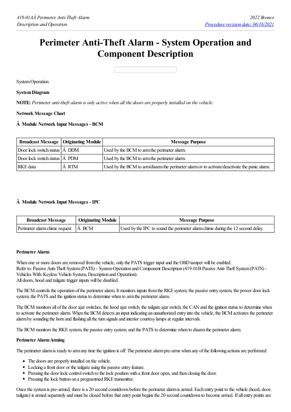 Perimeter Anti Theft Alarm System Operation and Component Description G2237272 Manual