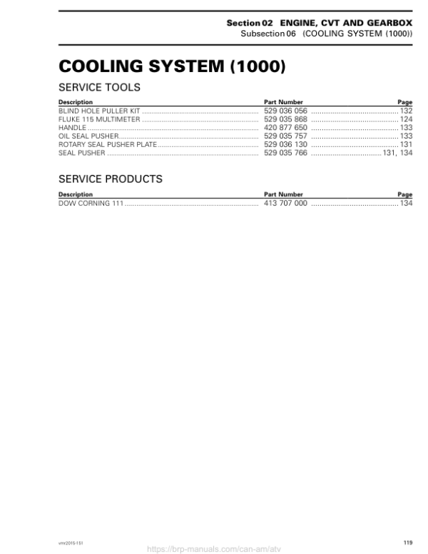 ATV 2015 OUTLANDER 6X6 (Cooling System 1000) Shop 04cF5wAAE SM51Y015S01 vmr2015 151 Manual