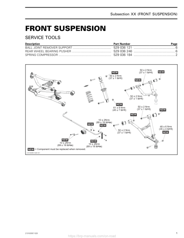 Roadster 2019 Front Suspension Ryker Shop 219100957 029 Manual