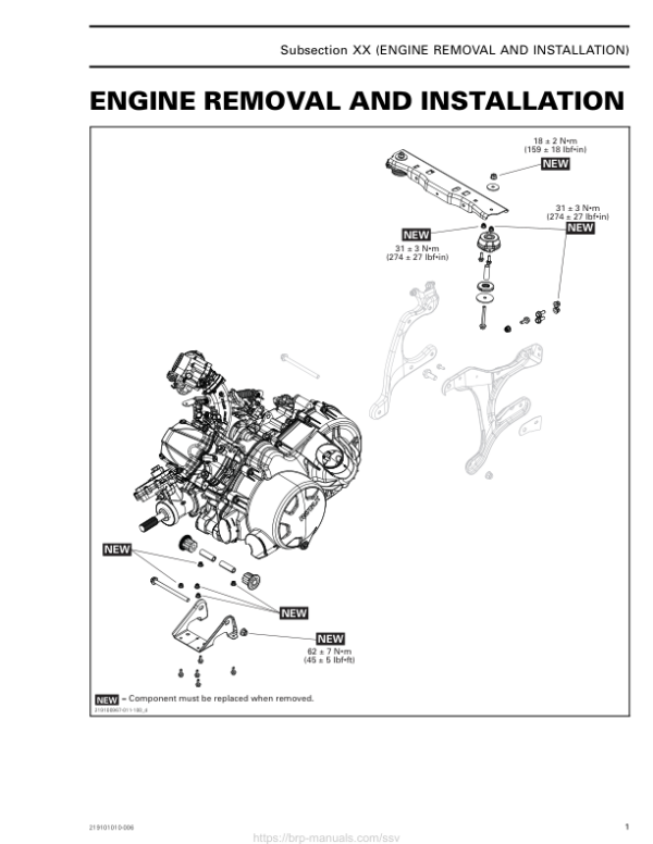 SSV MY20 Engine removal installation HD5 (Defender suppl.) 219101010 006 en Manual