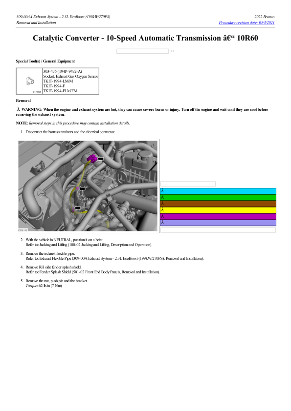 Catalytic Converter 10 Speed Automatic Transmission – 10R60 G2224497 Manual