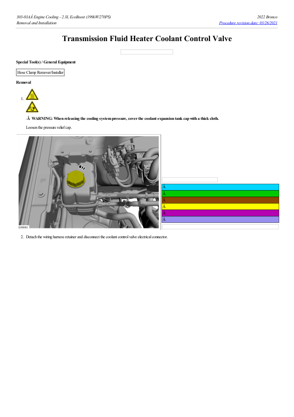 Transmission Fluid Heater Coolant Control Valve G2224947 Manual