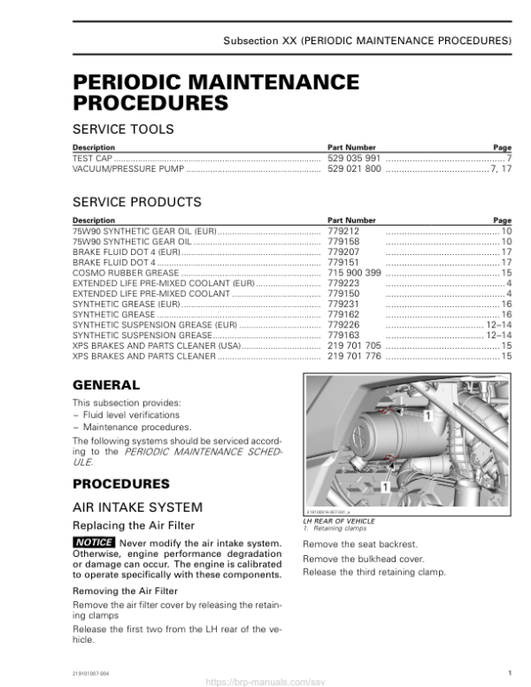 SSV MY20 Maintenance Procedures (Maverick suppl.) 219101007 004 en Manual