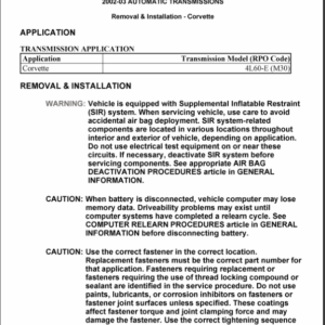 2002-2003 Automatic transmission removal Manual