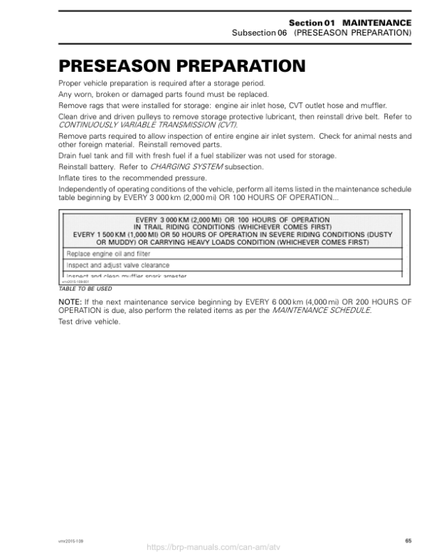 ATV 2015 OUTLANDER 6X6 (Preseason Preparation) Shop 04cF9AAAU SM51Y015S00 vmr2015 109 Manual