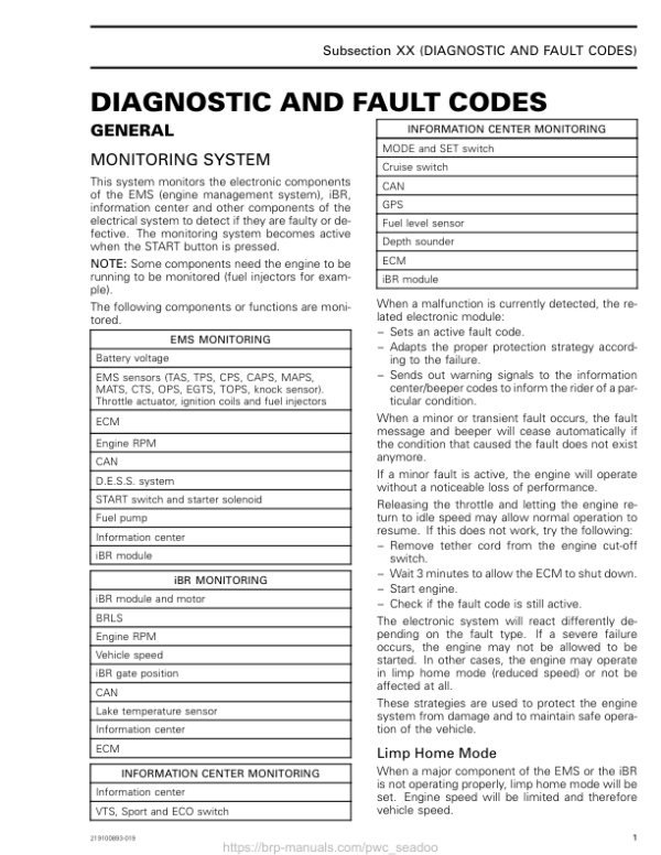 DIAGNOSTICS AND FAULTS CODES Manual