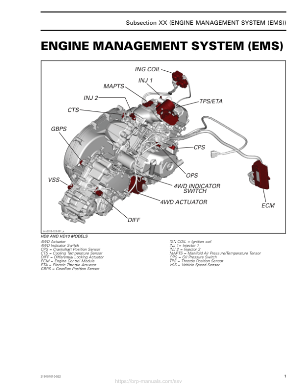 SSV MY20 Engine Management System (Defender) 219101010 022 en Manual