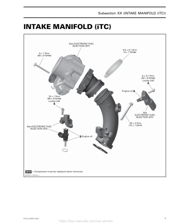 Rotax MY19 Intake Manifold (iTC) (450 iTC ATV) RTX19 450ETC 005 en Manual