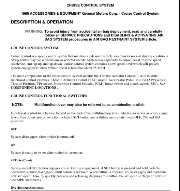 Cruise Control System Manual