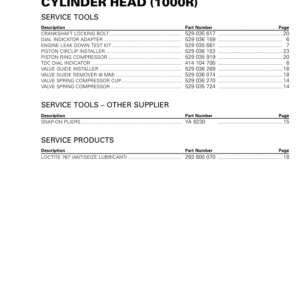 SSV 2019 Cylinder Head (1000R) Commander Shop Supp RTX1010RMY18 005 Manual