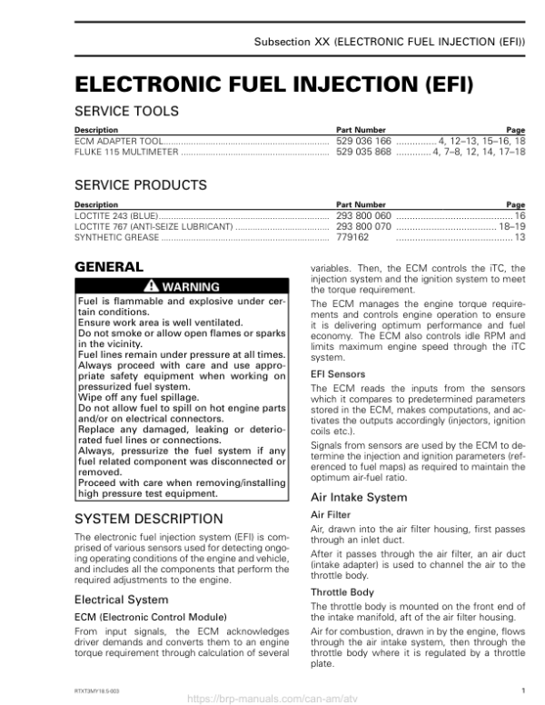 Rotax 2018 (T3 new Regulation) EFI RTXT3MY18.5 003 Manual