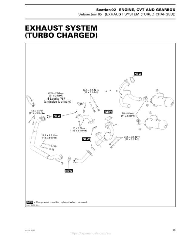 SSV Exhaust System Turbo Charged (MAVERICK XDS) Shop 03a9M0AAI SM91Y014S01 tmr2015 052 Manual