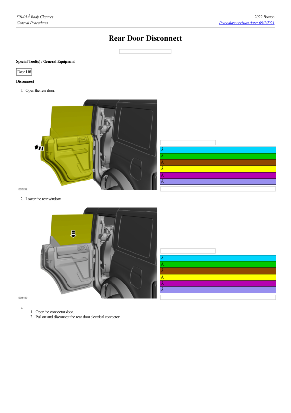 Rear Door Disconnect G2237348 Manual